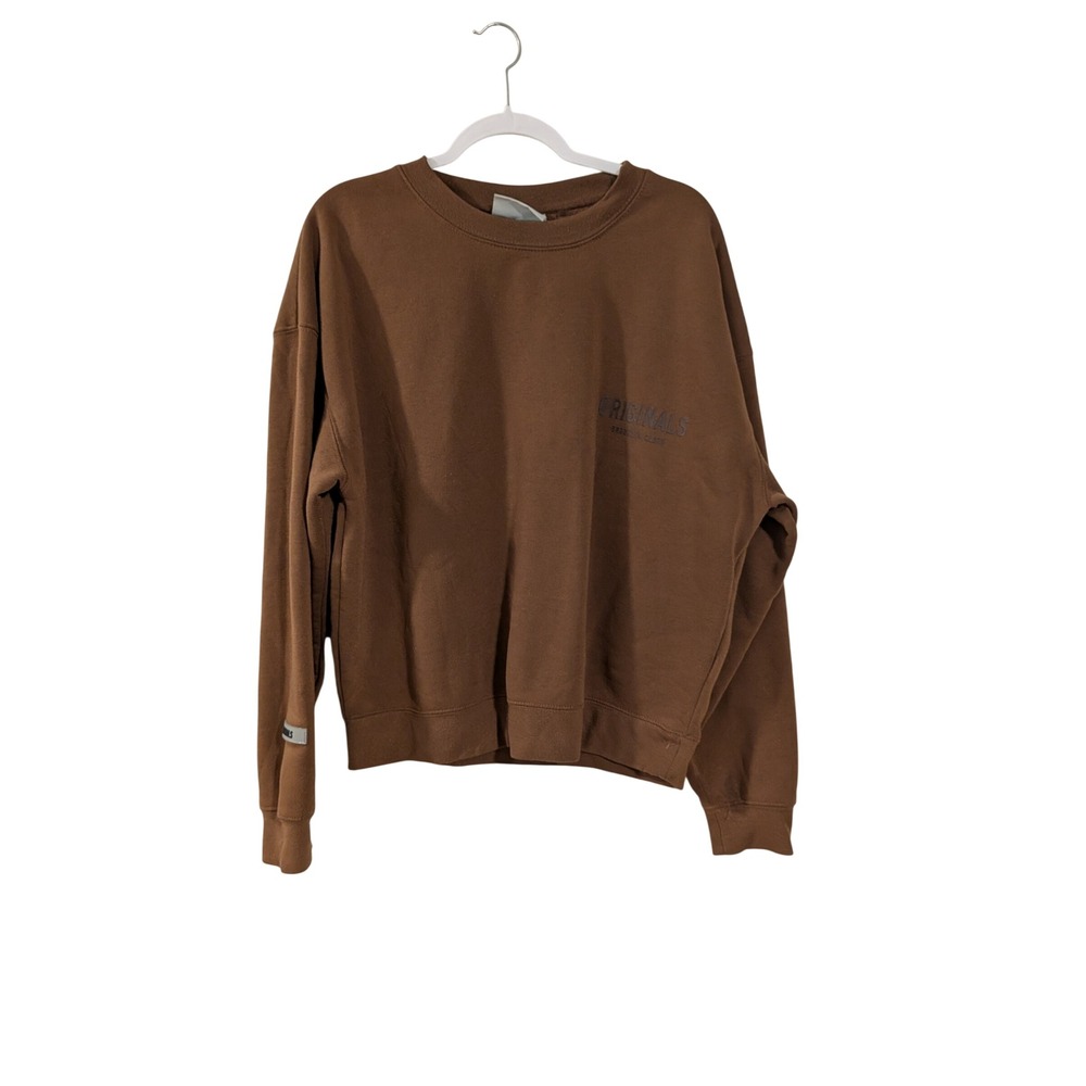 Brooklyn Cloth Sweatshirt Mens Small Brown Originals Graphic Crewneck Pullover
